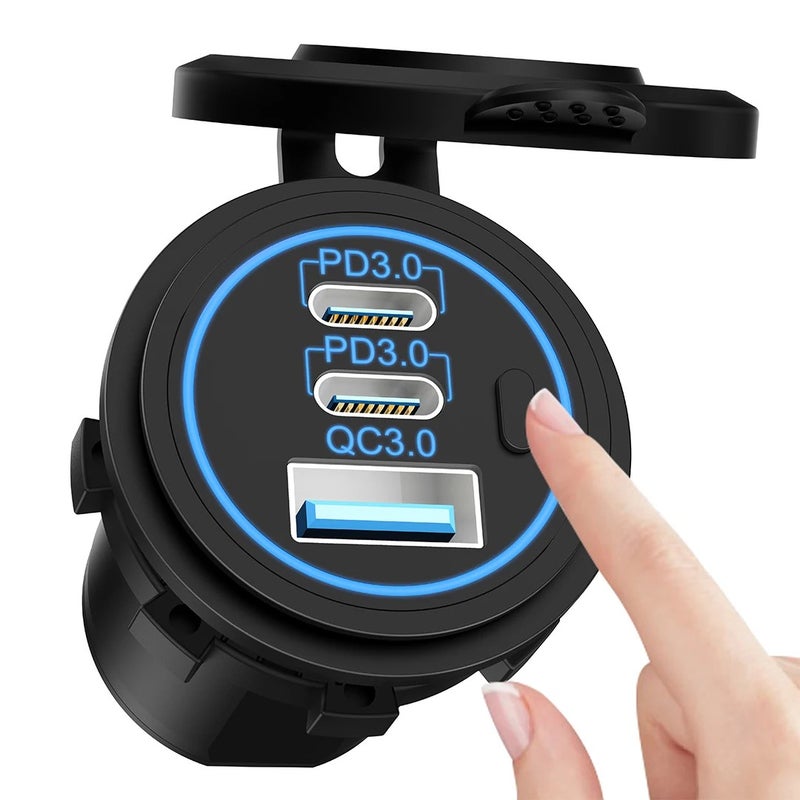 Bluejw Dual USB Car Charger Adapter: 30W PD & 36W QC3.0 + 100W 12V USB Power Outlet Socket for Automobile/Truck/RV/Marine/Golf - Fast Car Charging - Image 3